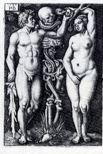 Adan y Eva. Grabado de Hans Sebald Beham (1543)