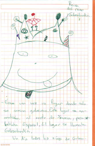 La Reina Guirnalda con su corona de Golosinas dibujada por Violeta La Reina Guirnalda con su corona de Golosinas dibujada por Violeta