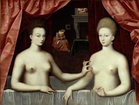 Gabrielle d'Estrée y su hija. Anónimo de la Escuela de Fontainebleau