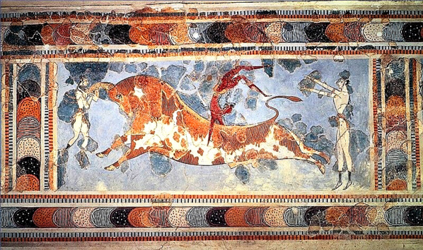 El salto del toro. Fresco del Palacio de Cnossos II milenio a.C.