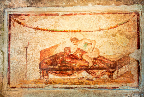 Fresco en la pared de un burdel de Pompeya. Antes del siglo II de la era común