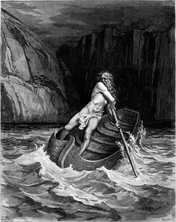 Caronte de Gustave Doré. Ilustración de la Divina Comedia. 1861