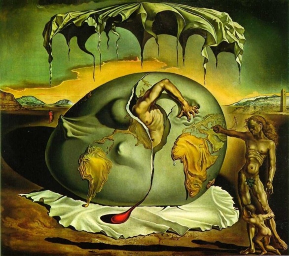 Niño geopolítico obervando el naciniento del hombre nuevo de Salvador Dalí. 1943
