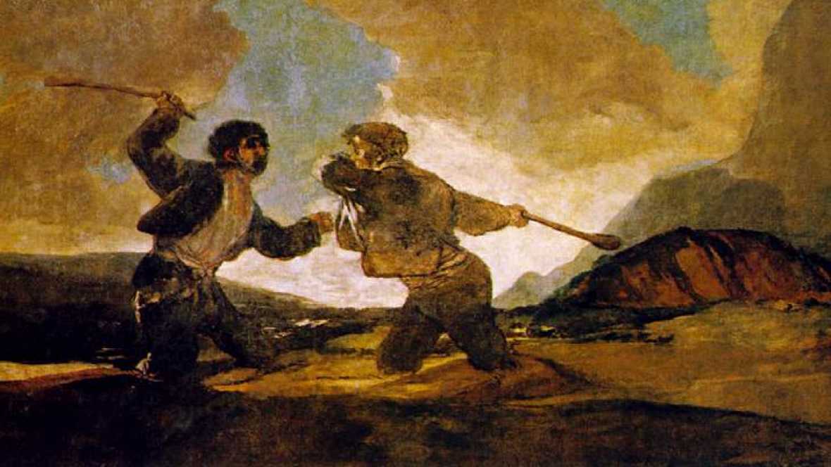Pinturas Negras de Goya. Duelo a garrotazos o La riña 1823 Pinturas Negras de Goya. Duelo a garrotazos o La riña 1823