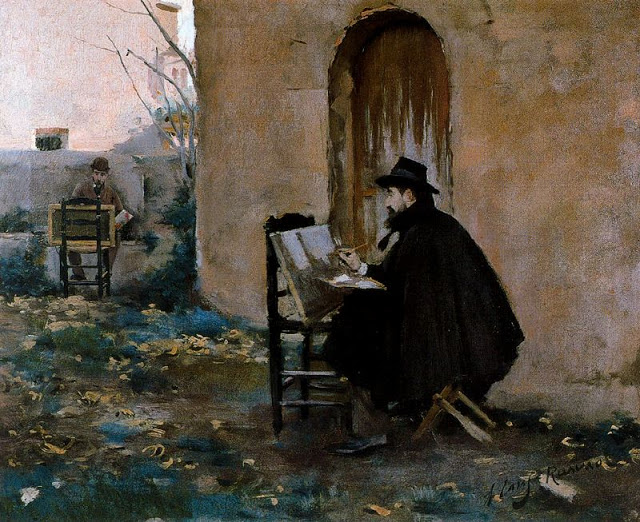 Santiago Rusiñol y Ramón Casas retratándose. 1890. Cuadro pintado por ambos artistas Santiago Rusiñol y Ramón Casas retratándose. 1890. Cuadro pintado por ambos artistas