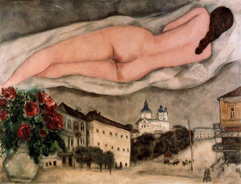 Desnudo sobre Vitebsk. Marc Chagall. 1933