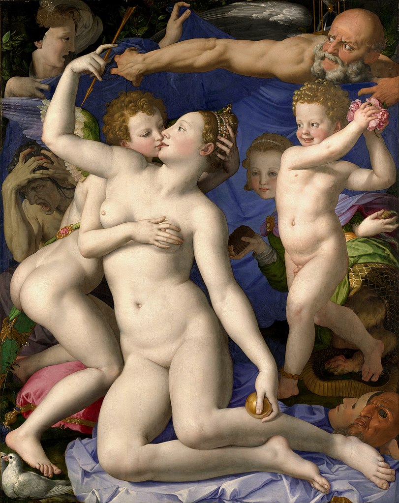 Alegoría del triunfo de Venus (También titulado: Venus, Cupido, La Locura y el Tiempo. E incluso: El descubrimiento de la lujuria). Angelo Bronzino ca. 1540