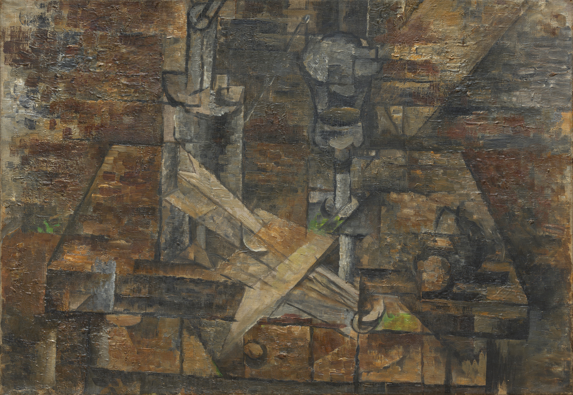 La mesa (Naturaleza muerta con ventilador). Georges Braque. 1910 La mesa (Naturaleza muerta con ventilador). Georges Braque. 1910