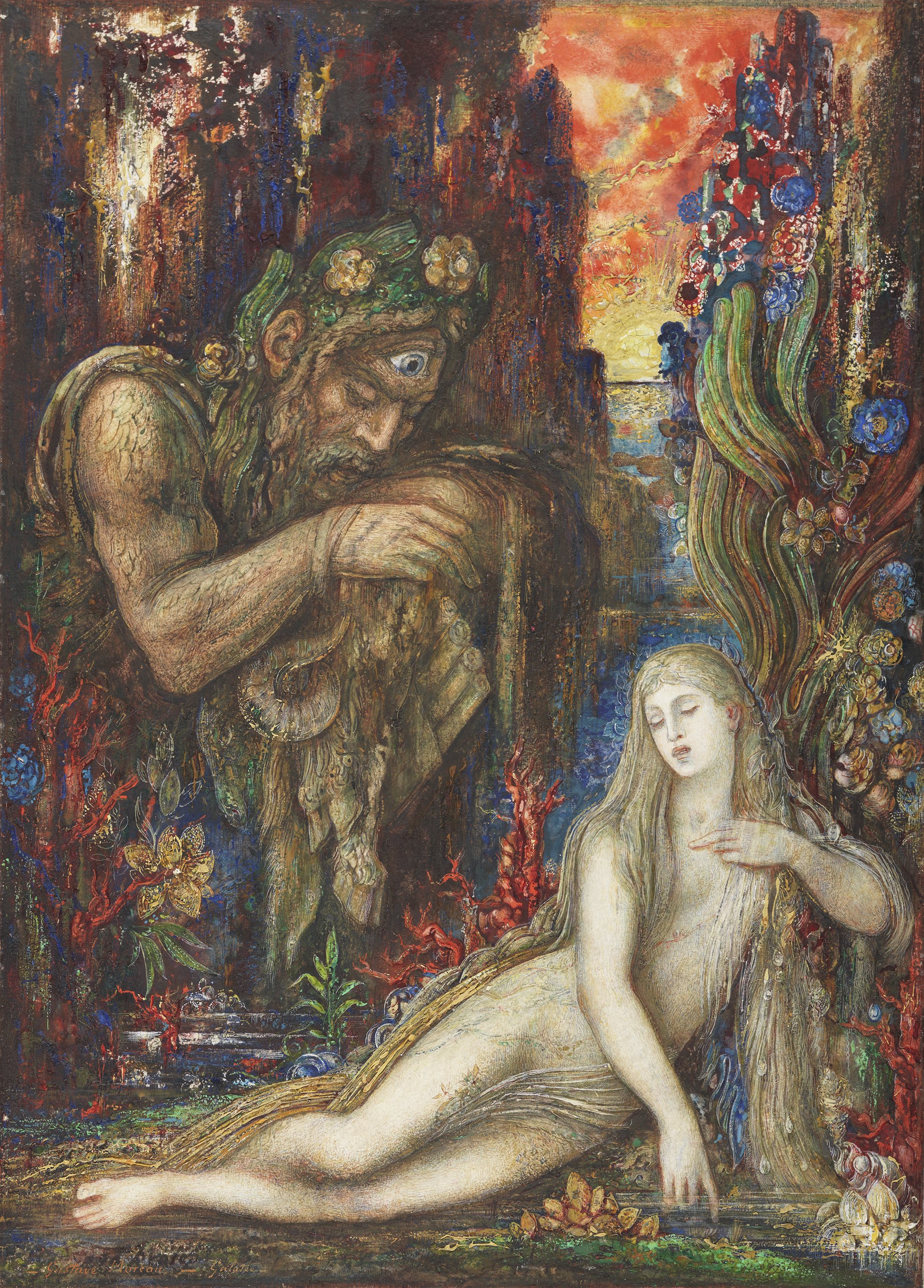 Galatea de Gustave Moreau. Tinta, temple, gouache y acuarela sobre cartón. ca. 1896