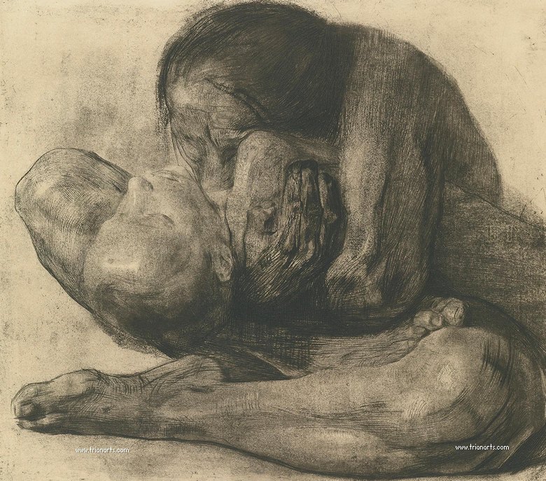 Mujer con niño muerto. Käthe Kollwitz. 1903