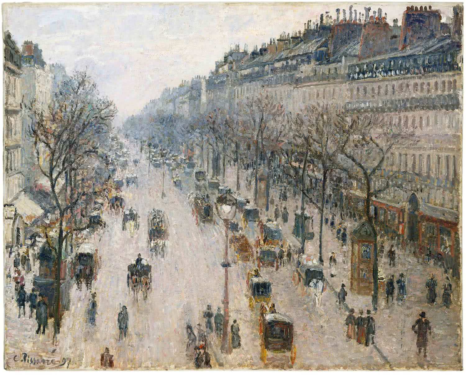 El boulevard de Montmartre, mañana de invierno de Camille Pissarro. 1897 El boulevard de Montmartre, mañana de invierno de Camille Pissarro. 1897
