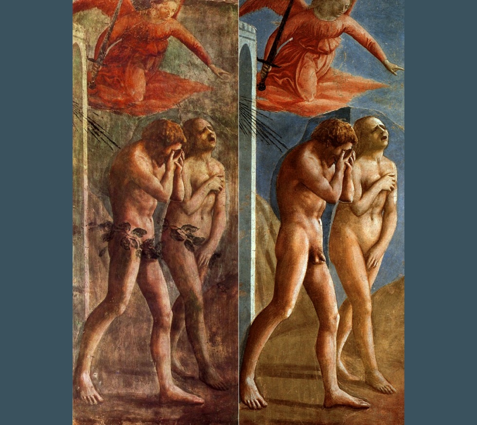 Eva y Adán expulsados del Paraíso. Marsaccio Eva y Adán expulsados del Paraíso. Marsaccio