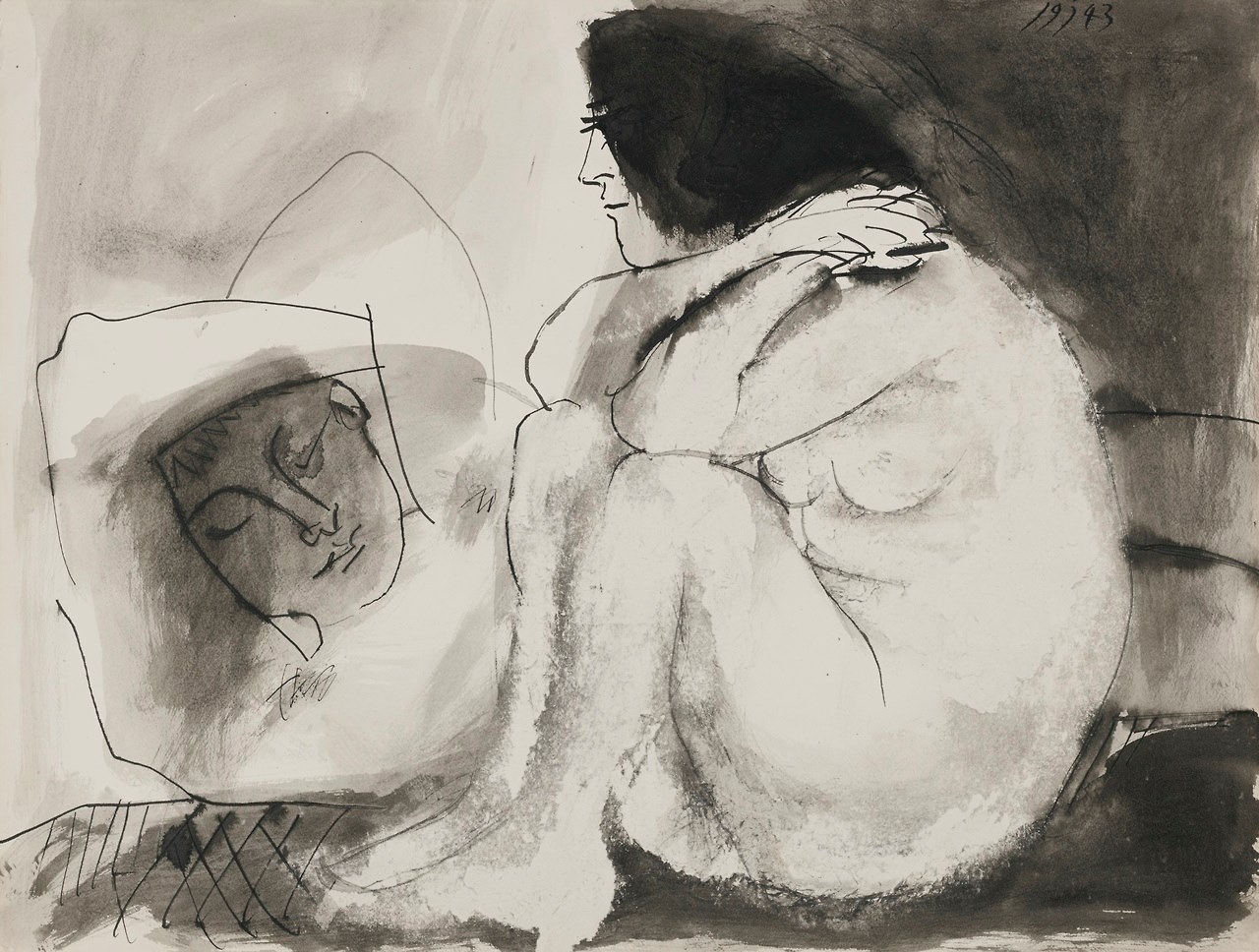 Femme contemplant un homme endormi de Pablo Picasso Femme contemplant un homme endormi de Pablo Picasso