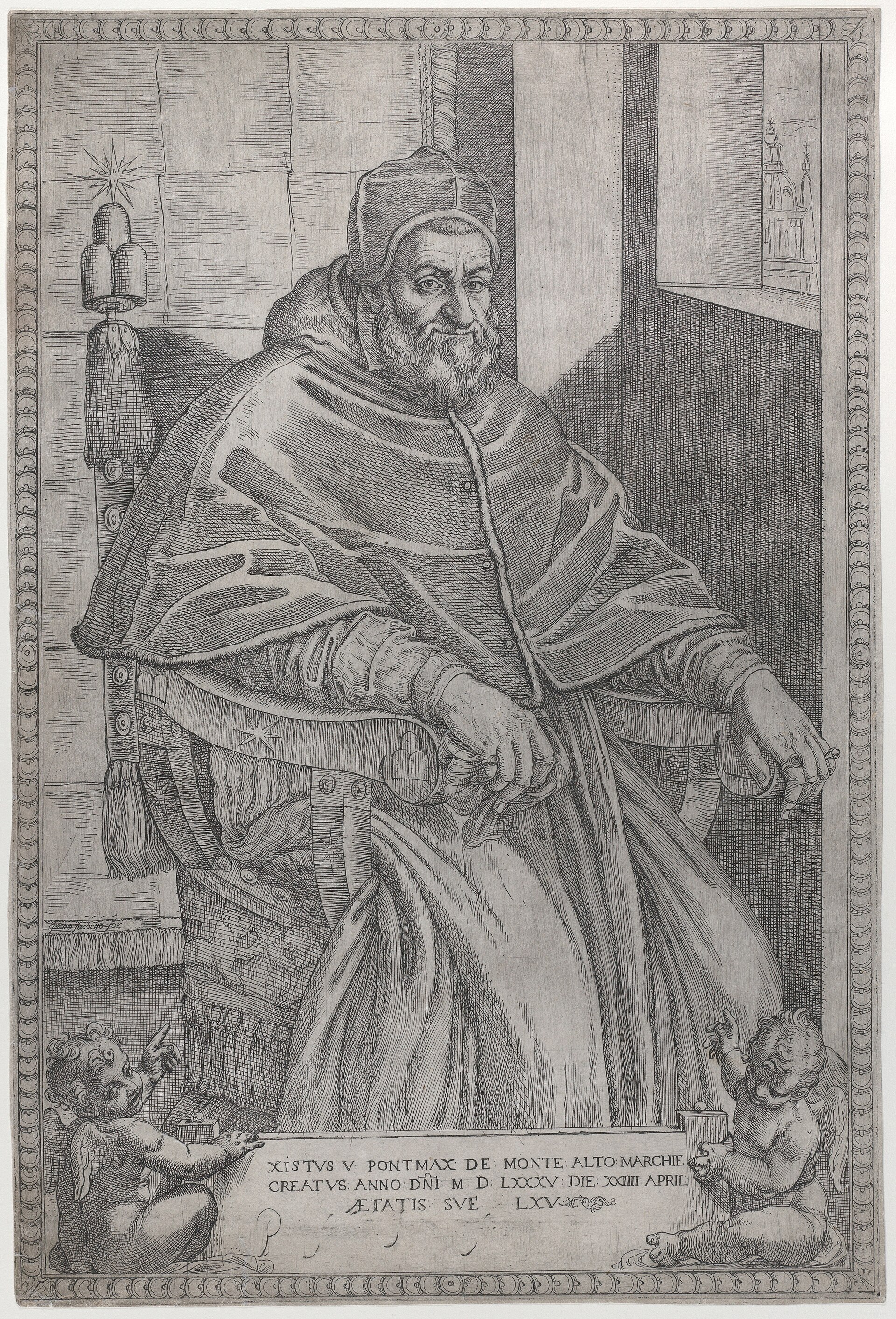 Retrato de Sixto V. Litografía de Pietro Facchetti. 1585